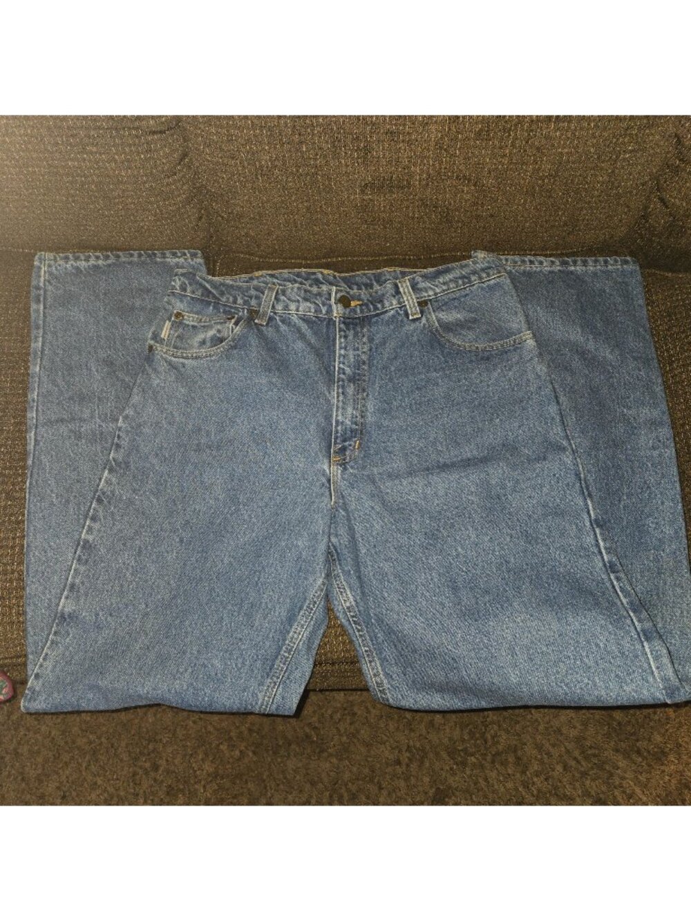 Carhartt Mens Blue Denim Jeans B20DST 36x34 Relaxed Fit 100% Cotton Made In USA